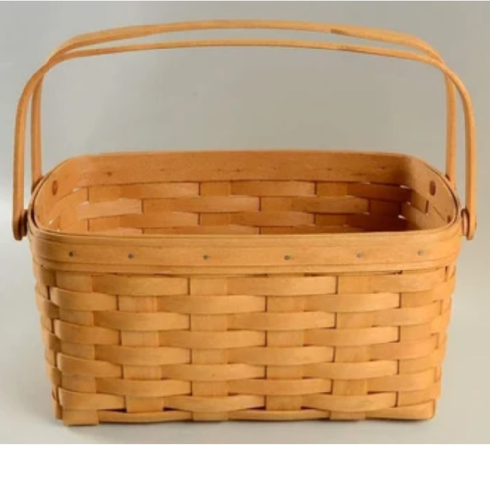 Longaberger Lunch Box Basket Rectangle 2 Handle Farmhouse 12" L x 8.5" W x 6 H